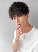 ブルーブラックフェザーパーマサーフカールセンターパート*☆