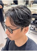 50代40代白髪ぼかしシルバーメッシュバレイヤージュ