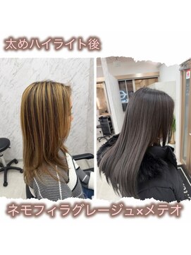 エテルネ 大宮店(E:terne) 太めハイライト×メテオカラー　ネモフィラグレージュ