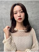 韓国前髪顔周りロング×インナーグレージュ[心斎橋/髪質改善]