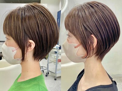 #白髪ぼかしハイライト×ショートヘアのデザインが人気◎[市川]