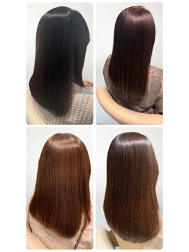 美容室フルール 30代40代髪質改善ココアブラウン艶感ストレート透明感赤み消し