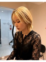 ヤイエ 青山店(yiye)&nbsp;ショートレイヤーボブ顔周りレイヤーカットウルフボブハイトーン