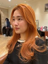 アプリコットオレンジ オレンジヘア ブリーチヘア 艶髪 銀座