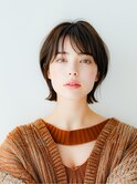 小顔ボブルフネビージュ30代40代ショート1