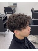 センターパートシャドウパーマ