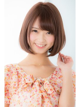 ユーフォリア 銀座本店(Euphoria) 山村/ピンクベージュ前下がりボブ/ストカールボブ/縮毛矯正銀座