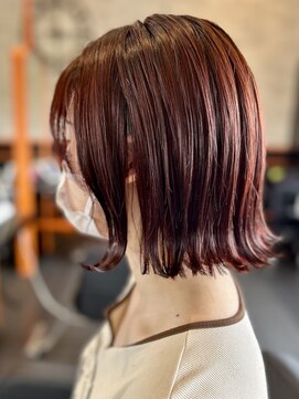 アグ ヘアー フォーキー 焼津店(Agu hair Forky) ぱっつん外はね×赤みカーディナル