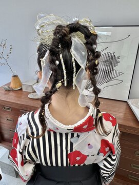 ヘアー アイス 御器所本店(HAIR ICI) 成人式◎編みおろしヘアセット×水引飾り