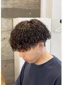 刈り上げツーブロックツイストスパイラルパーマメンズマッシュ