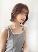 ボブ カーキグレージュ フェザーバング 大人かわいい 20代30代