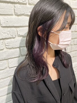 アジールヘア 池袋東口店(agir hair) インナーカラーイヤリングカラービタミンカラーラベンダー