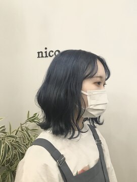 ヘアーコレクトニコ(hair collect nico) ひしがたボブ/アクアブルー/外ハネボブ
