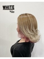 アンダーバーホワイト 阪神西宮店(_WHITE)&nbsp;ホワイトベージュ　インナーカラーピンク