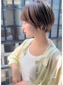 小顔ショート ボブ 透明感 ベージュカラー