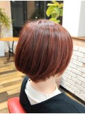 似合わせショート × レッドブラウン