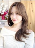 2wayバング 韓国前髪 シースルー ミディアム くびれヘア 顔周り