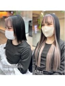 ディア(.eer) フェイスフレーミングインナーカラー×人毛シールエクステ