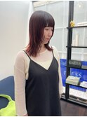 ミディアム/レイヤースタイル/コントラストカラー/レッド
