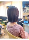 肩上切りっぱなしボブ