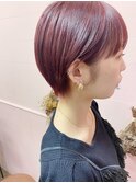 【トレンド】ワインレッドカラー　マッシュショートヘア