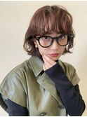 △大人可愛い癖毛風ボブパーマミディアムパーマグレージュカラー