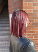 【117hairgarage】ブリーチ_ネオンレッドカラー