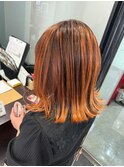 バレイヤージュ　オレンジベージュ
