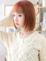 カバーヘア ブリス 戸田公園西口店(COVER HAIR bliss)&nbsp;ぱっつん前髪ミルクティーピンクミニボブa戸田公園10代20代30代