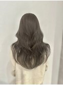 大人可愛いレイヤーロング　透明感カラーオリーブグレージュ