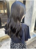 【松本咲花】透明感暗髪冬カラーオリーブグレージュ韓国風ロング
