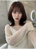 ツヤ髪 ピンクブラウン くびれミディアム 【肥田亜沙美】
