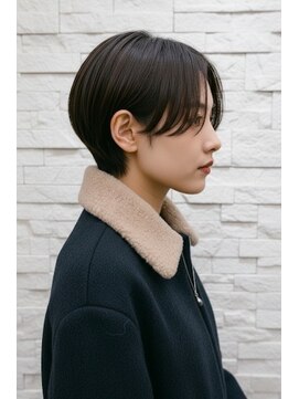 【大人ショートボブ×ダークオリーブカラー】