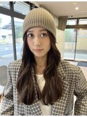 ダブルカラーブラウンアッシュグレージュアッシュコテ巻き