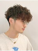 メンズ　波巻きツイストスパイラル　前下がり　マッシュ