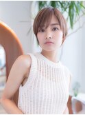 20代30代大人かわいい/斜めバング/グレージュカラー/小顔/前髪