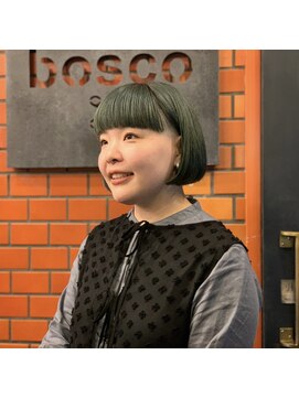 ボスコ 下北沢店(bosco) bosco【Ebe】ワイドバングボブ×ターコイズ