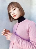 say.こなれミディ前髪イメチェン韓国ヘアボブベージュオリーブ