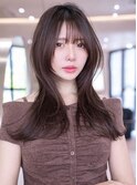 ミディアムくびれヘア顔周りレイヤーカット髪質改善縮毛矯正