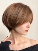 横浜西口大人丸みショートボブ透明感カラー卒業式入学式ヘア