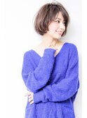 大人かわいい小顔ショートカットボブハンサムヘア横崩