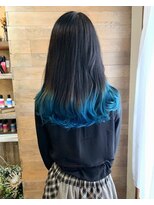 トレヘアー(tRe hair) ターコイズブルー　グラデーション