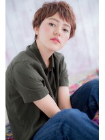 オン眉カシスブラウンくせ毛風ボーイッシュマッシュヘアb1
