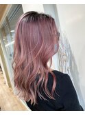 ピンクグラデーション+レイヤーカット