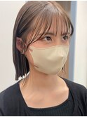 熊本 タッセルボブ 韓国風 オリーブベージュ シースルー Arisa.