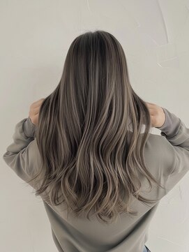 ネックス 表参道本店(nex) デザインカラーレイヤーカットウェットヘアオリーブベージュ白髪