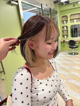 イオエ 西梅田(ioe) ブリーチなしカラー/髪質改善/ミルクティーベージュ/小顔へア