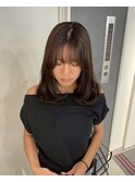 韓国前髪顔周りロング×レイヤーグレージュ[堀江/髪質改善]