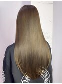 顔周りレイヤーロング韓国ヘアオリーブベージュ_ba577692