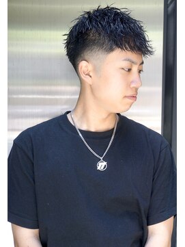 メリケンバーバーショップ コウベ(MERICAN BARBERSHOP KOBE) 七三オールバックツイストパーマかき上げヘアコンマヘア47